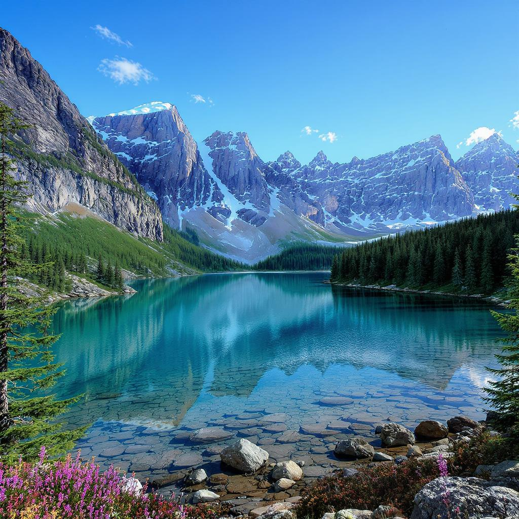 живописный горный пейзаж с озёром